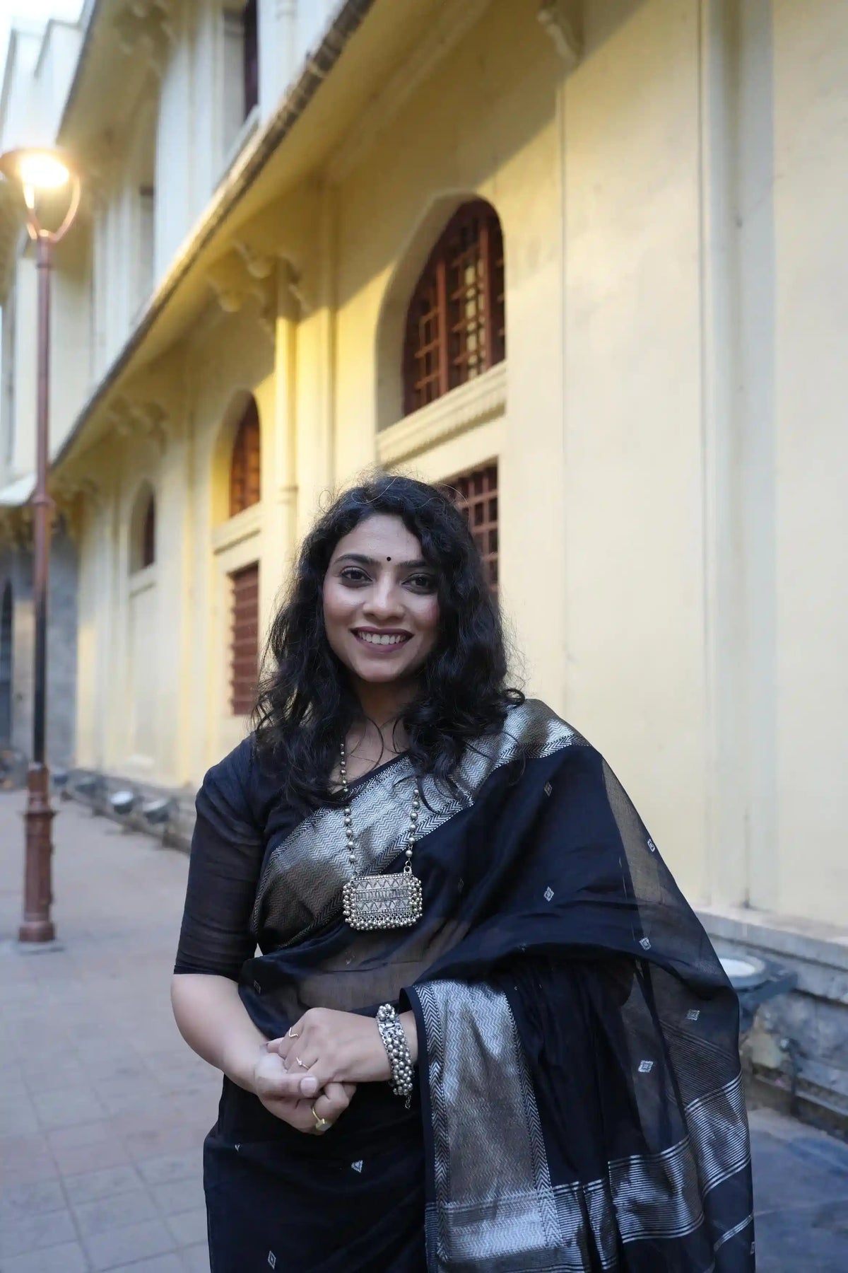Swarna | Black - Silver Border