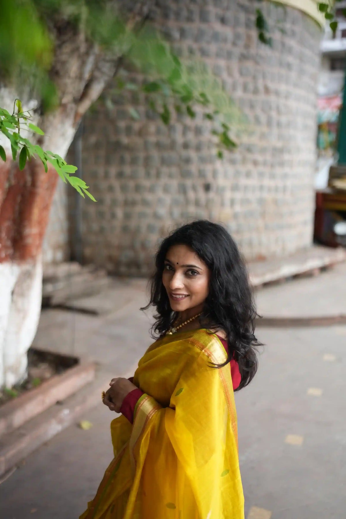 Swarna | Yellow- Blue Border
