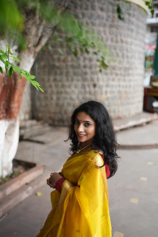 Swarna | Yellow- Blue Border