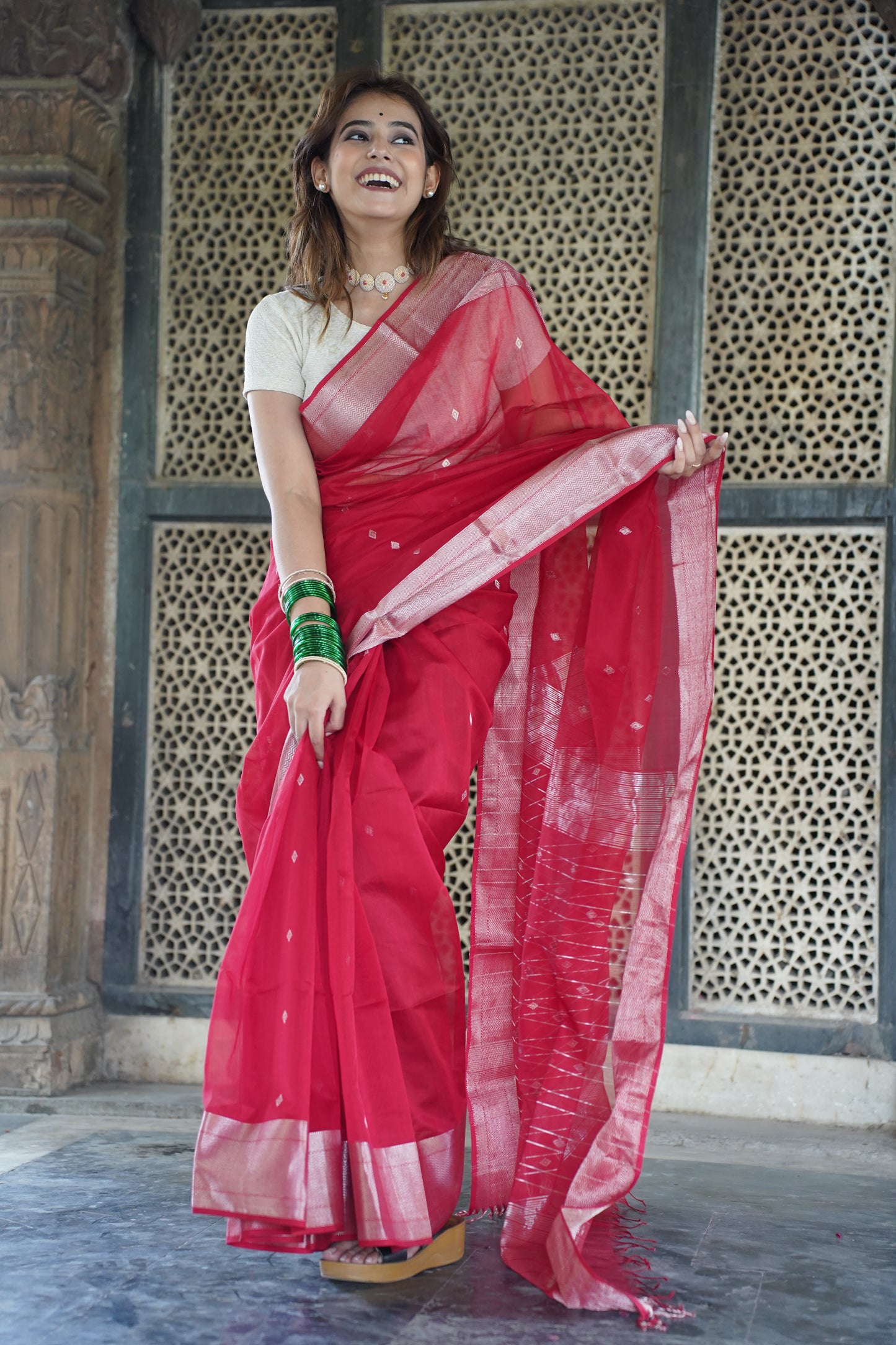 Virasat Red | Honnesha Cotton Silk Saree