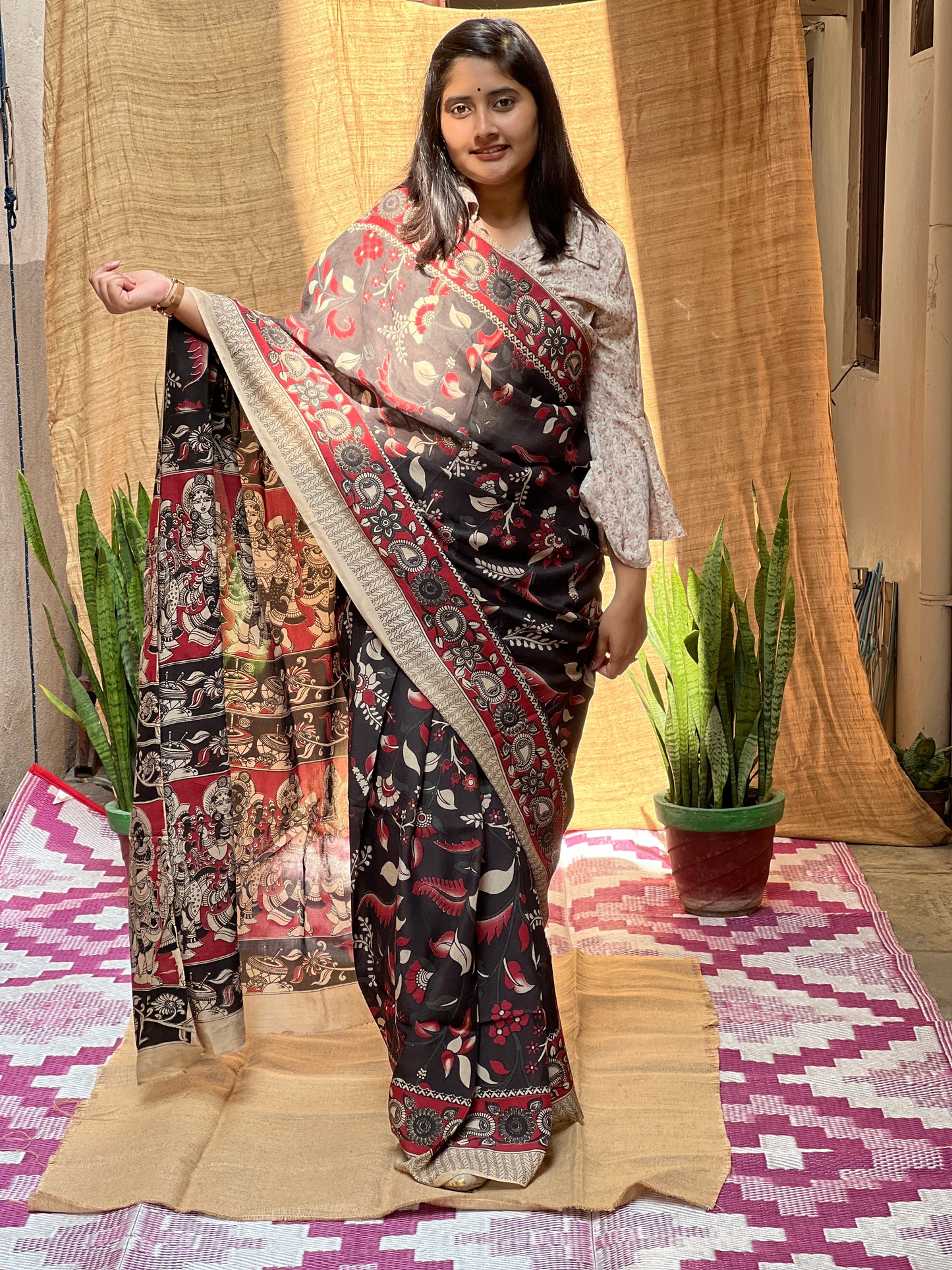 Black Kalamkari | Honnesha Handloom