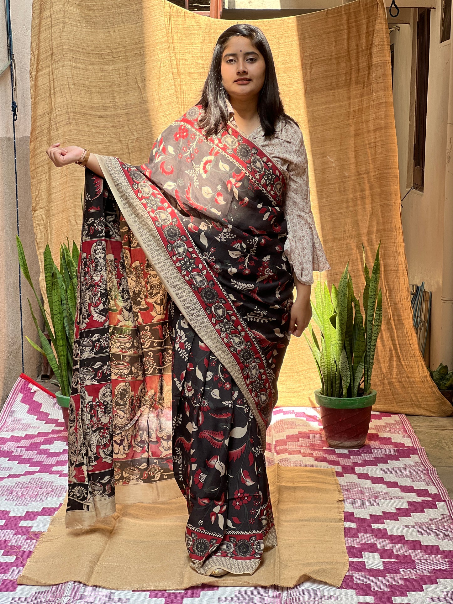 Black Kalamkari | Honnesha Handloom