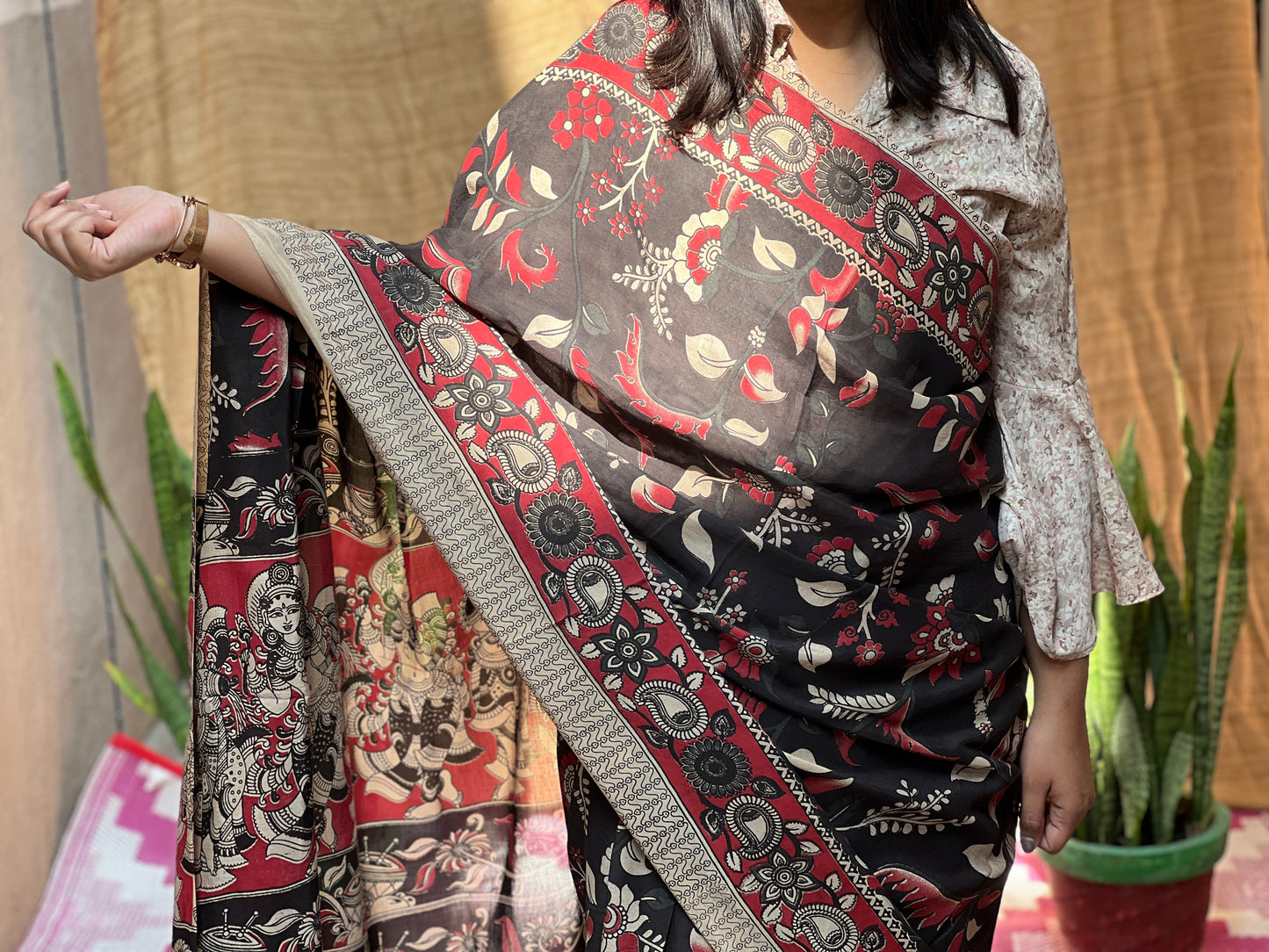 Black Kalamkari | Honnesha Handloom