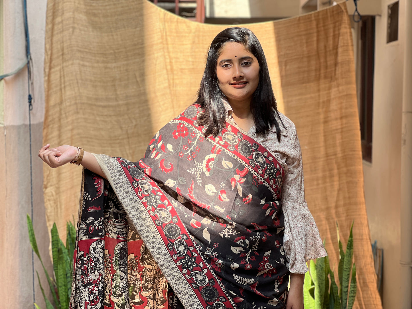 Black Kalamkari | Honnesha Handloom
