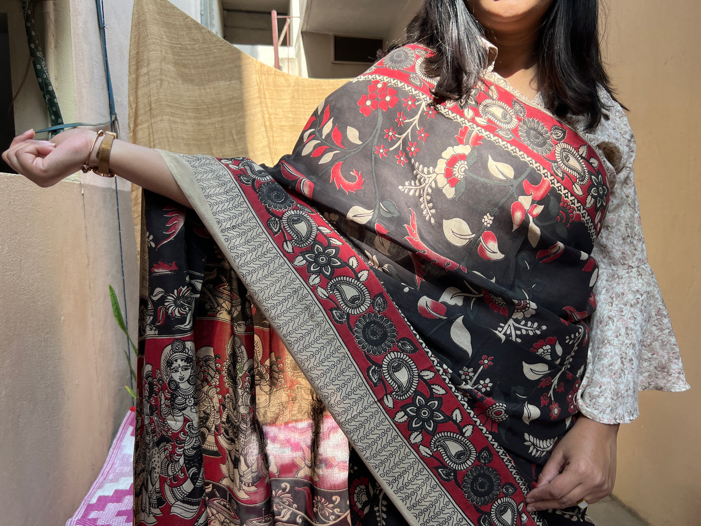 Black Kalamkari | Honnesha Handloom