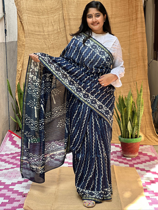 Indigo Print | Honnesha Saree