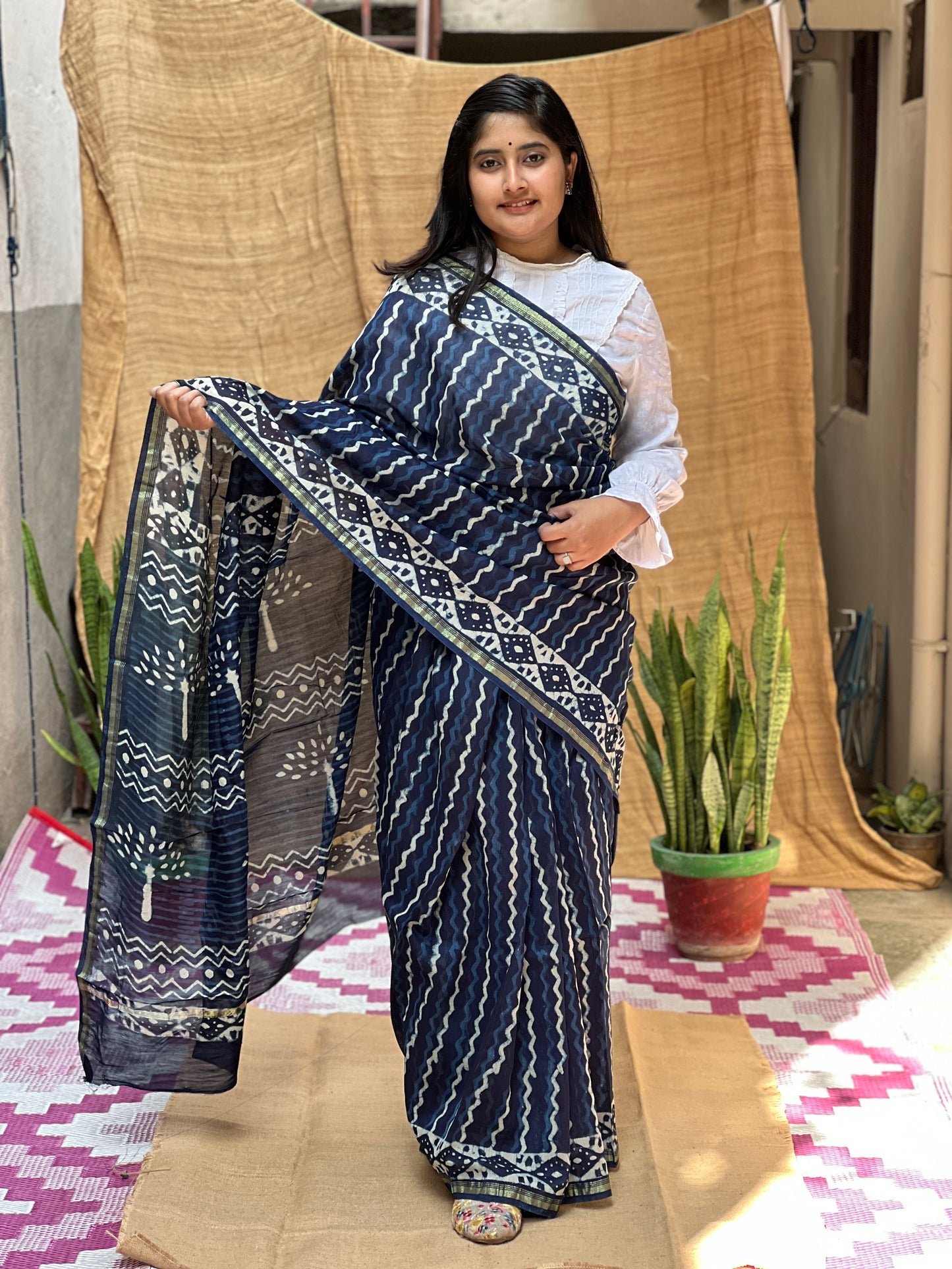 Indigo Print | Honnesha Saree