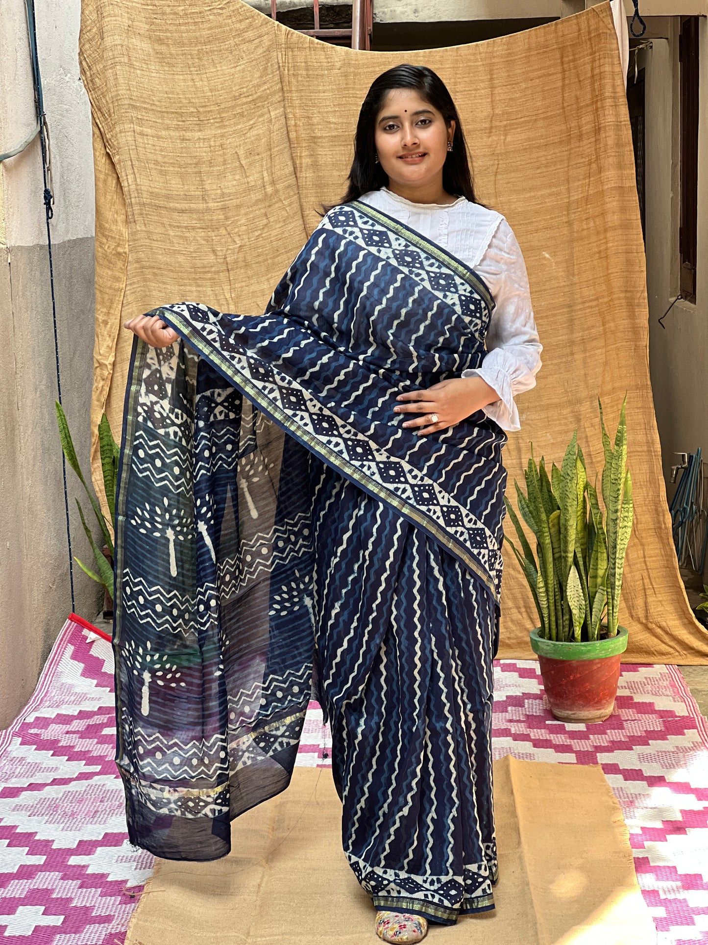 Indigo Print | Honnesha Saree