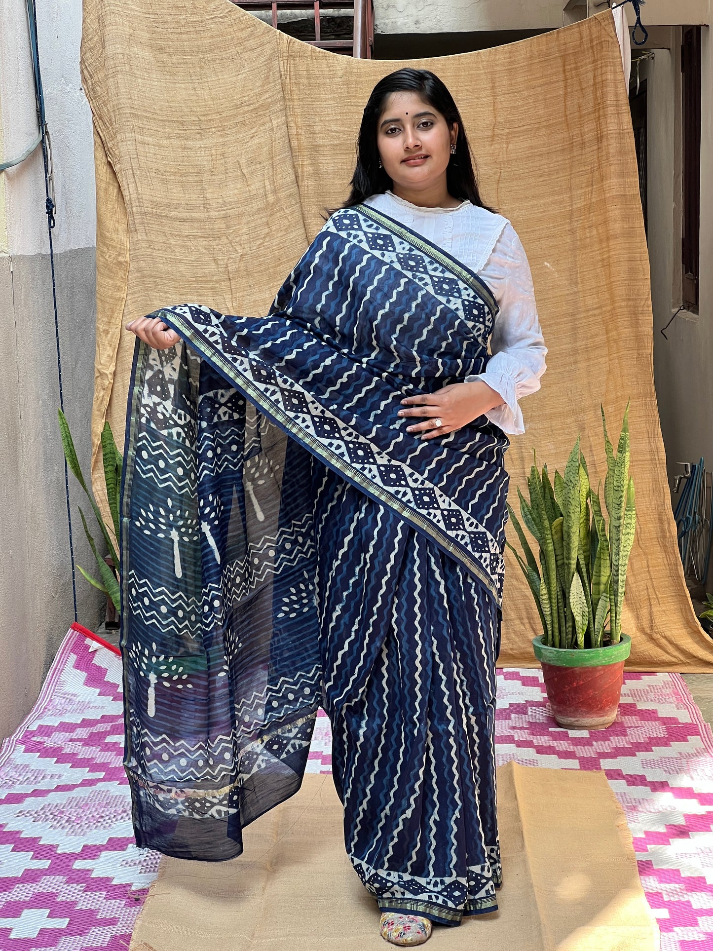 Indigo Print | Honnesha Saree