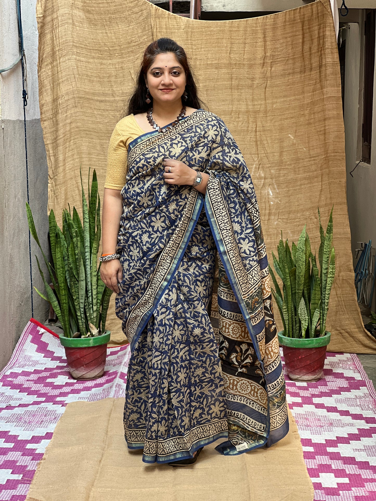Bagru Print Blue | Honnesha Handloom