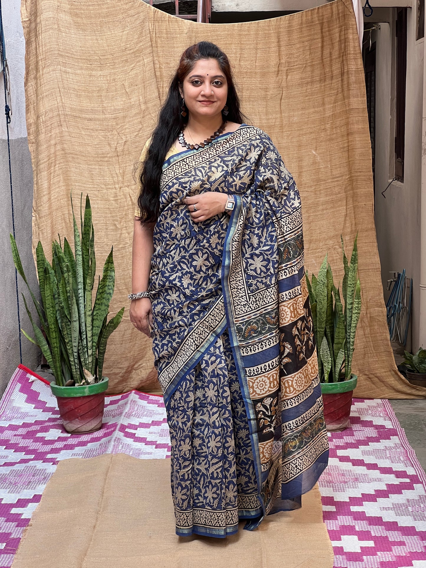 Bagru Print Blue | Honnesha Handloom