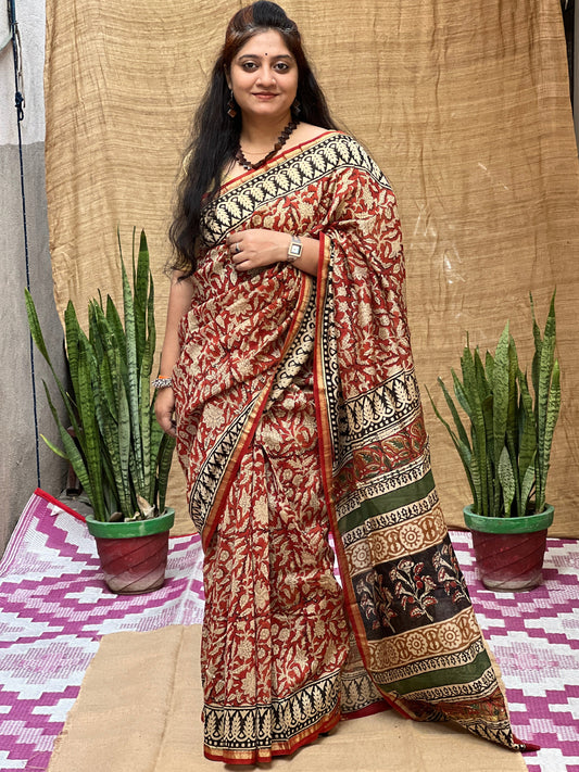 Bagru Print Black & Red | Honnesha Handloom