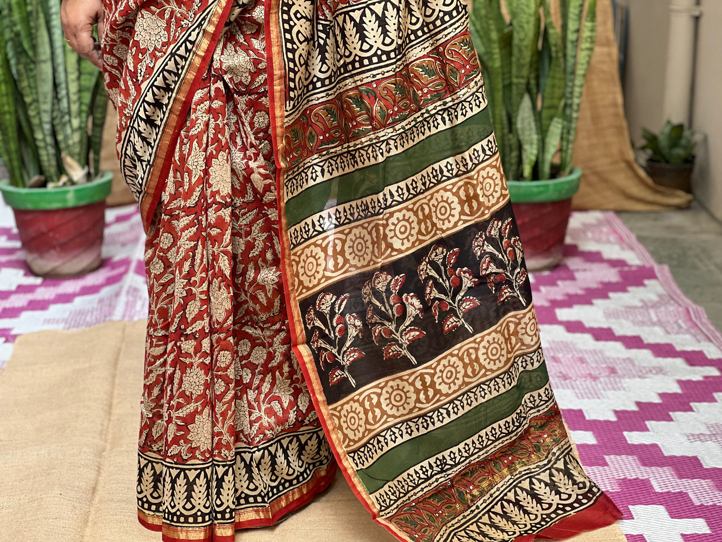 Bagru Print Black & Red | Honnesha Handloom