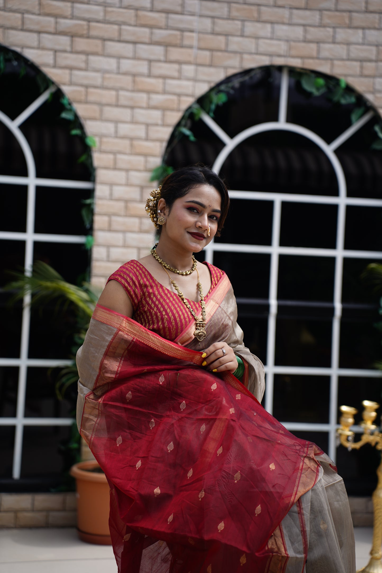 Chandrika | Beige Honnesha Handloom Saree
