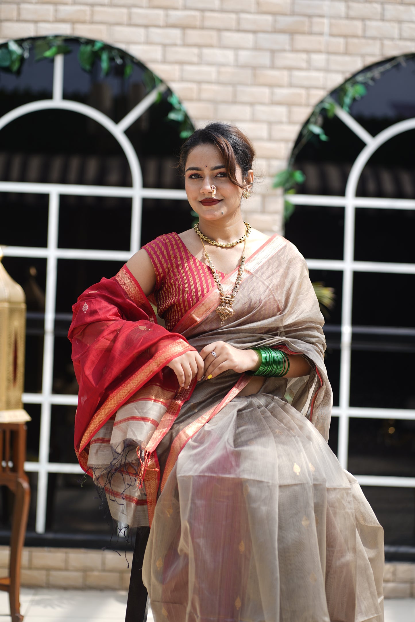 Chandrika | Beige Honnesha Handloom Saree