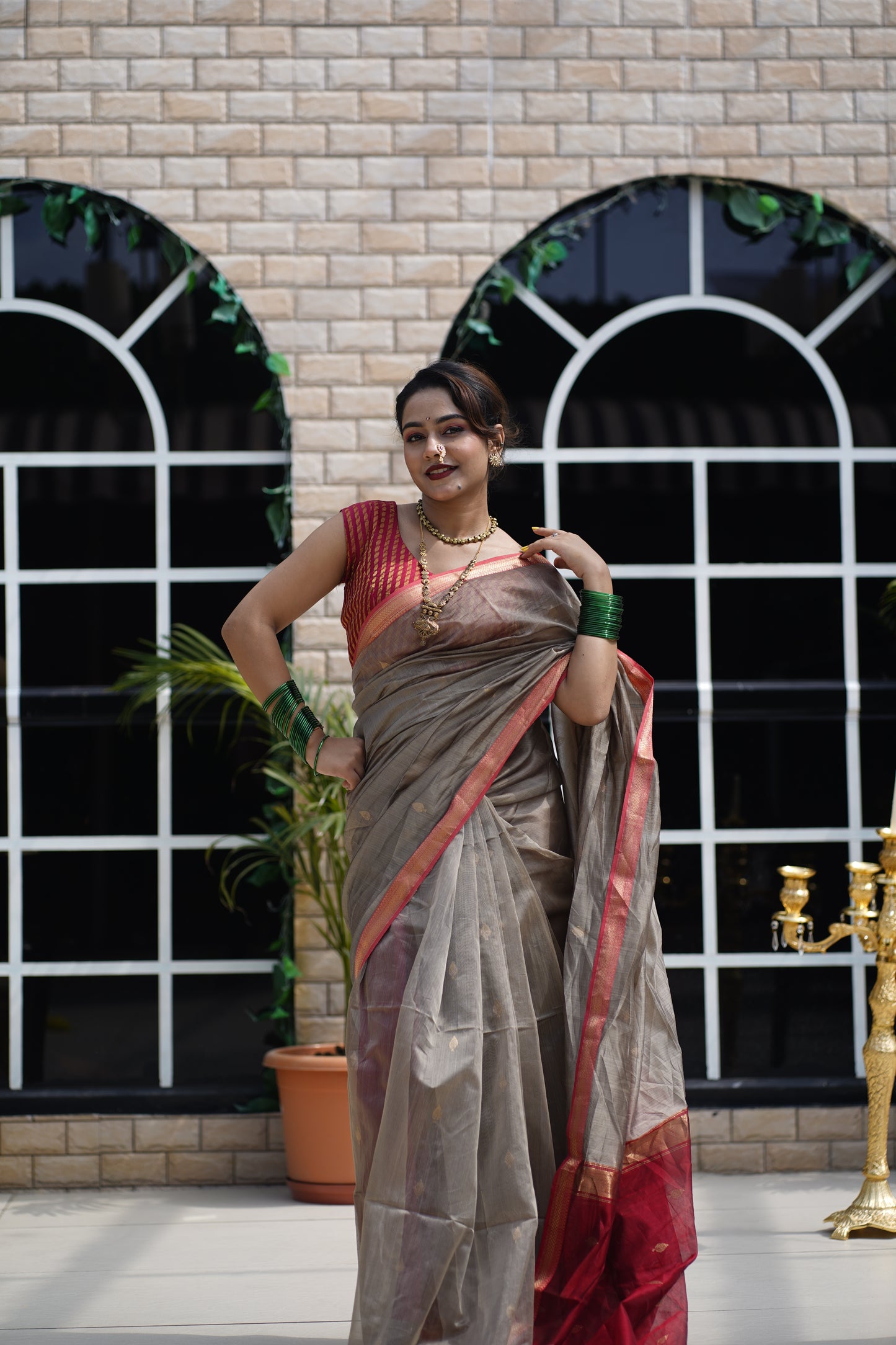 Chandrika | Beige Honnesha Handloom Saree