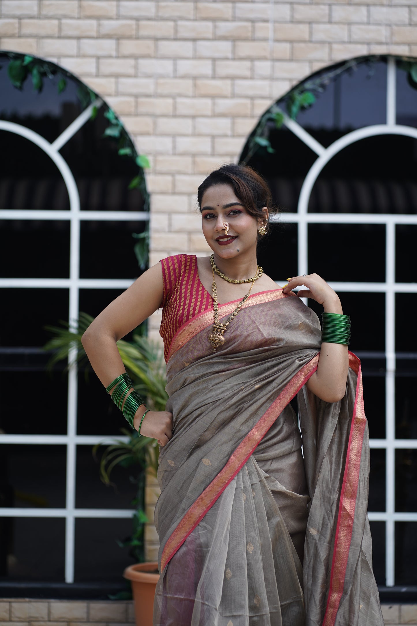 Chandrika | Beige Honnesha Handloom Saree