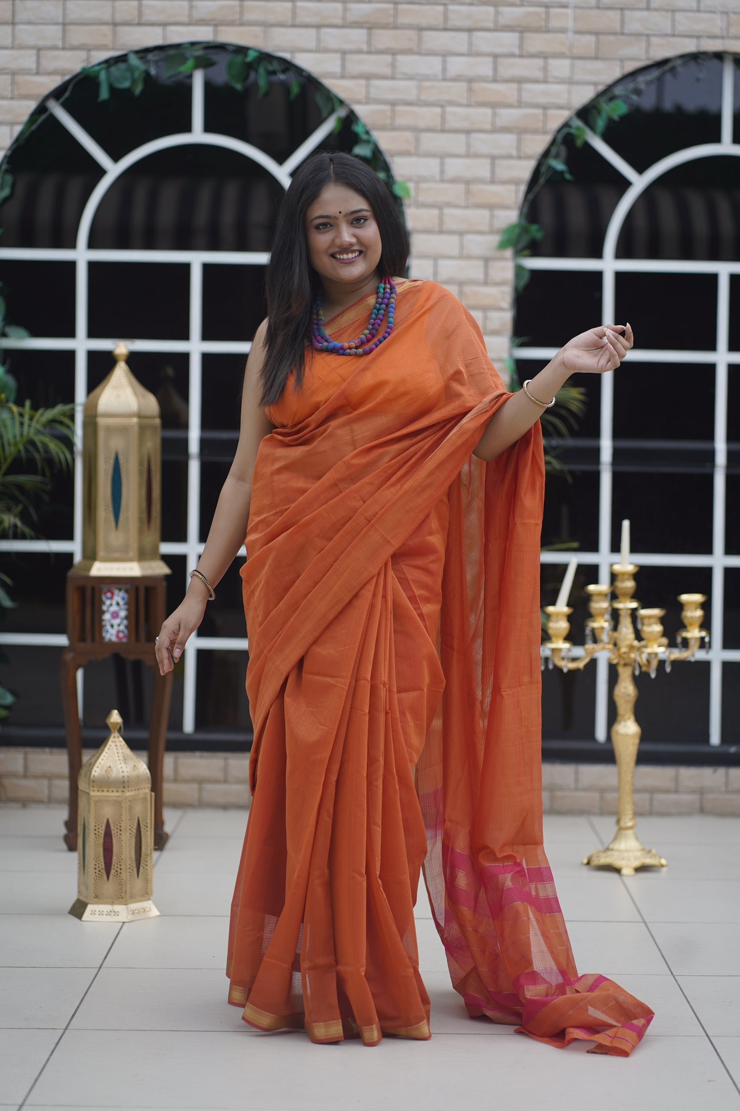 Orchid Red Cotton Silk Handloom Saree