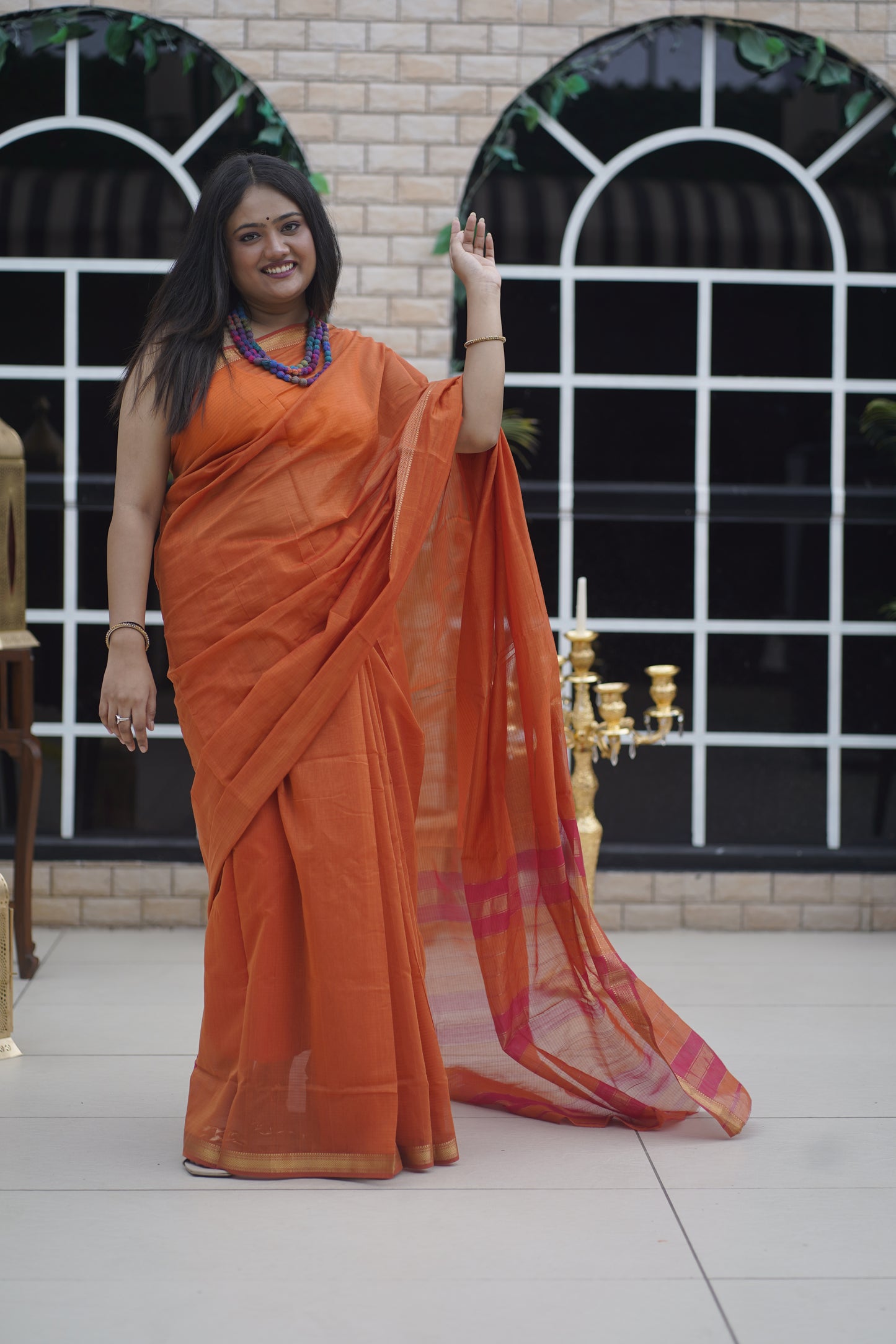 Orchid Red Cotton Silk Handloom Saree