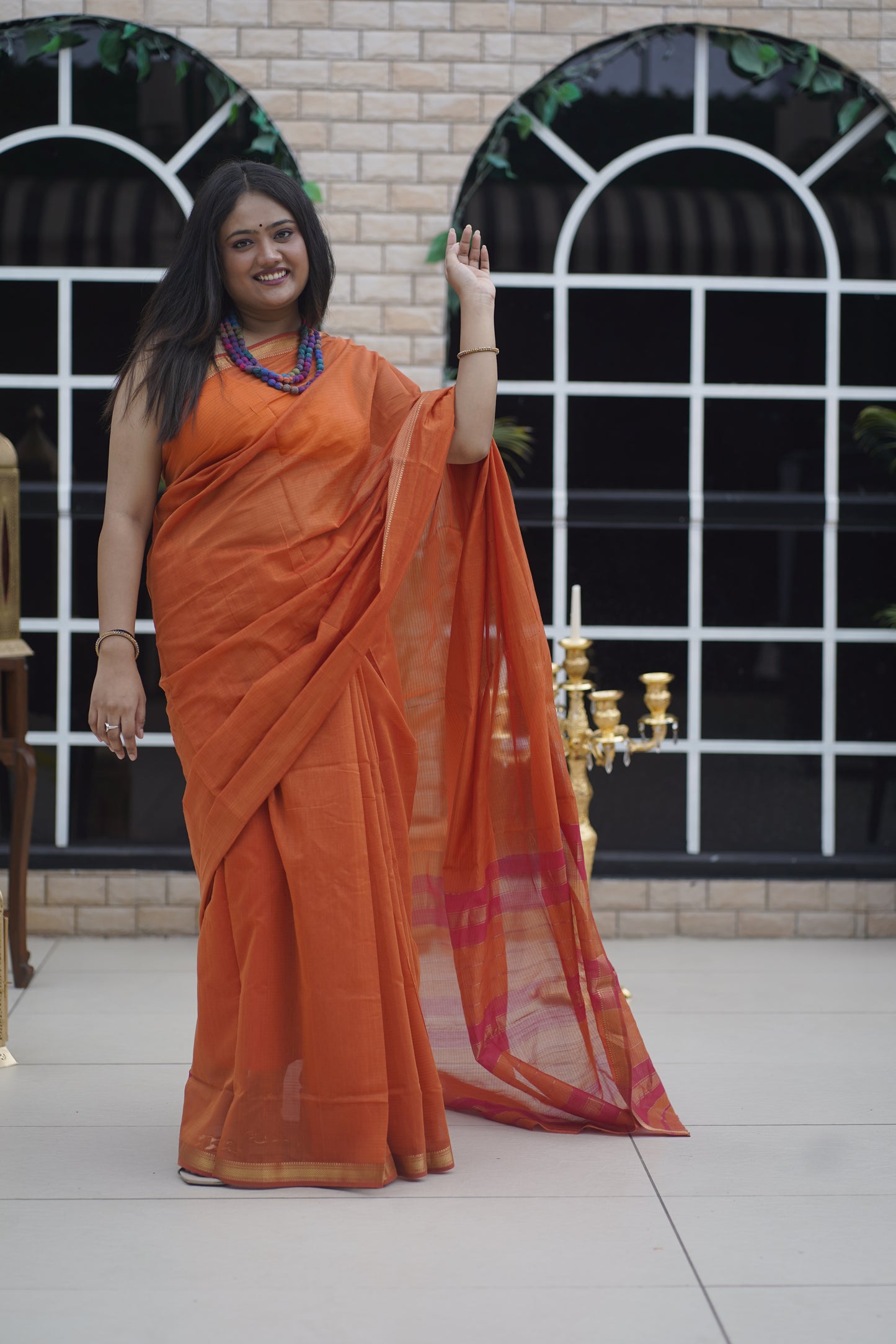 Orchid Red Cotton Silk Handloom Saree