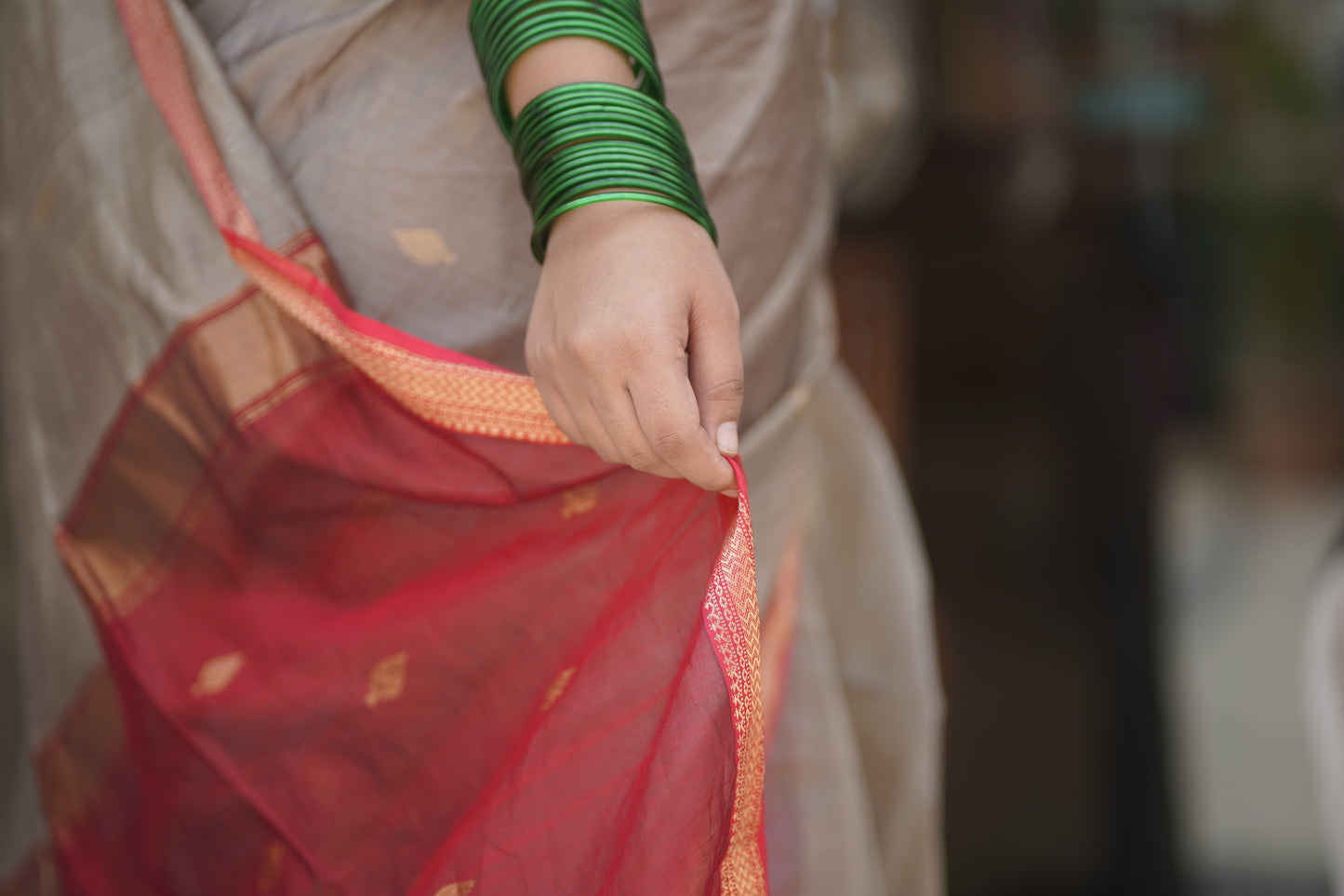 Chandrika | Beige Honnesha Handloom Saree