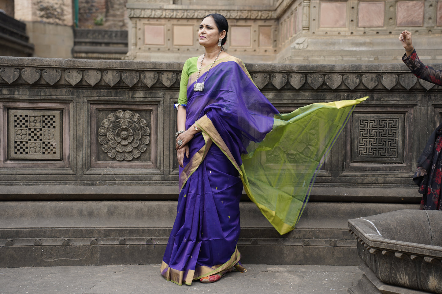 Dahlia Ocean Blue Cotton Silk Handloom Saree