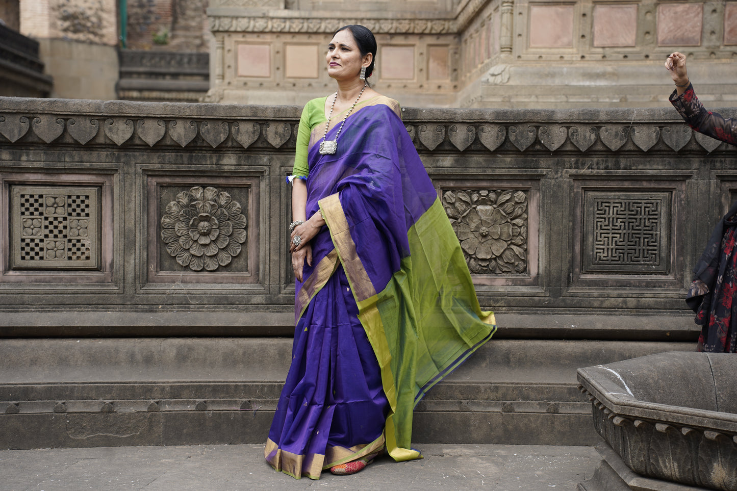 Dahlia Ocean Blue Cotton Silk Handloom Saree