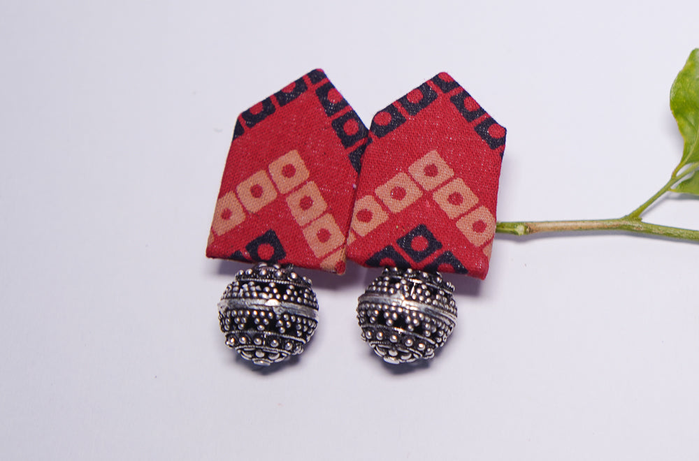 Boho Flair | Red Black| Handcrafted Earrings